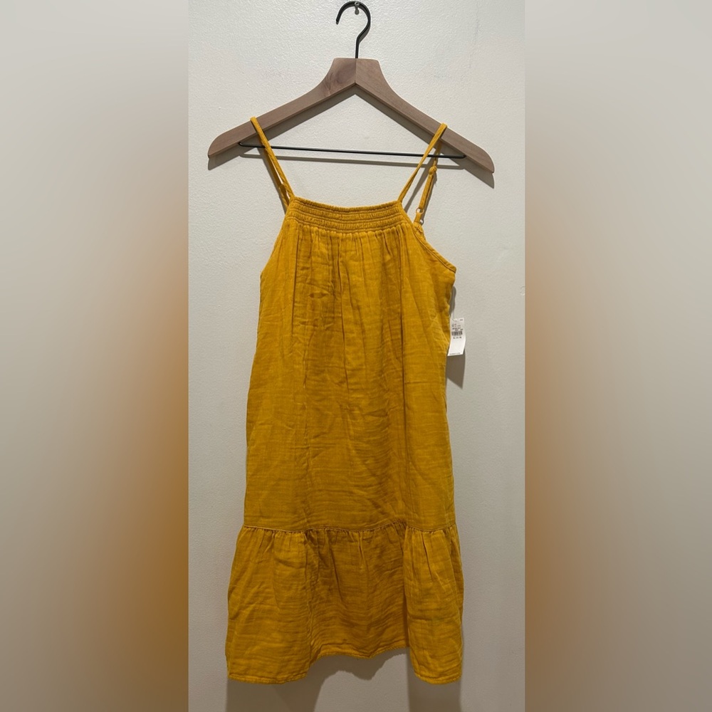 NWT Old Navy Sleeveless Tiered-Hem Swing Dress - Gold - Girl’s Size XL 14-16